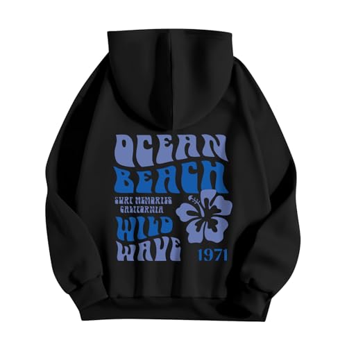 RMBLYfeiye Sweatshirt Jacke Damen Mit Kapuze Sweatshirt Damen Ohne Kapuze Langarmshirt Damen Sport Hip Hop Hoodie Sweatjacke Hoodie Mit Aufdruck Sweatshirt Mit Kapuze Hoodie Damen Lang Schwarz, 3XL von RMBLYfeiye