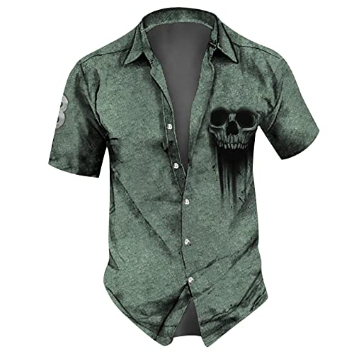 RMBLYfeiye Weißes Hemd Herren Herren Hemd Slim Fit Langarm Grüne Poloshirts Reverskragen Druckknopf Totenkopf Drucken Hemd Kurzarm Regular Fit Arbeitshemd Locker Sommerhemd Longshirt Herren (Grün, M) RMBLYfeiye Weißes Hemd Herren Herren Hemd Slim Fit Langarm Grüne Poloshirts Reverskragen Druckknopf Totenkopf Drucken Hemd Kurzarm Regular Fit Arbeitshemd Locker Sommerhemd Longshirt Herren (Grün, M) von RMBLYfeiye
