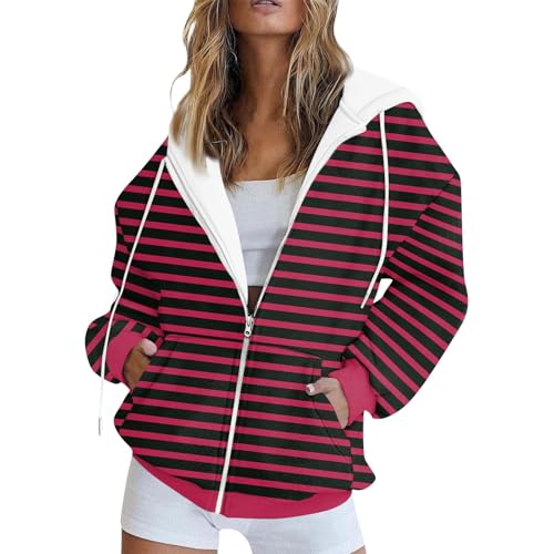 Retourenkauf-70-99-Günstiger Pullover Damen Sommer Cashmere Pullover Damen Pulli Damen Oversize Gestreifter Hoodie Mit Reißverschluss Casual Oversize Hoodie Mit Taschen Weihnachtspullover (Schwarz, S) von RMBLYfeiye