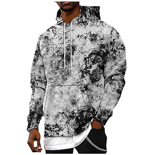 Zip Hoodie Herren Norweger Pullover Herren Laufshirt Herren Langarm Retro Tie Dye Farbblock Hoodie Mit Taschen Übergroße Hoodie Sweatshirt Mit Kapuze Basic Blanket Hoodie Pullover Herren (Schwarz, L) von RMBLYfeiye