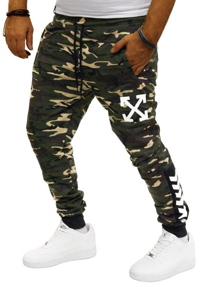 RMK Jogginghose Herren Trainingshose Fitnesshose Camouflage Sport Hose mit Kordelzug, in Camouflage von RMK
