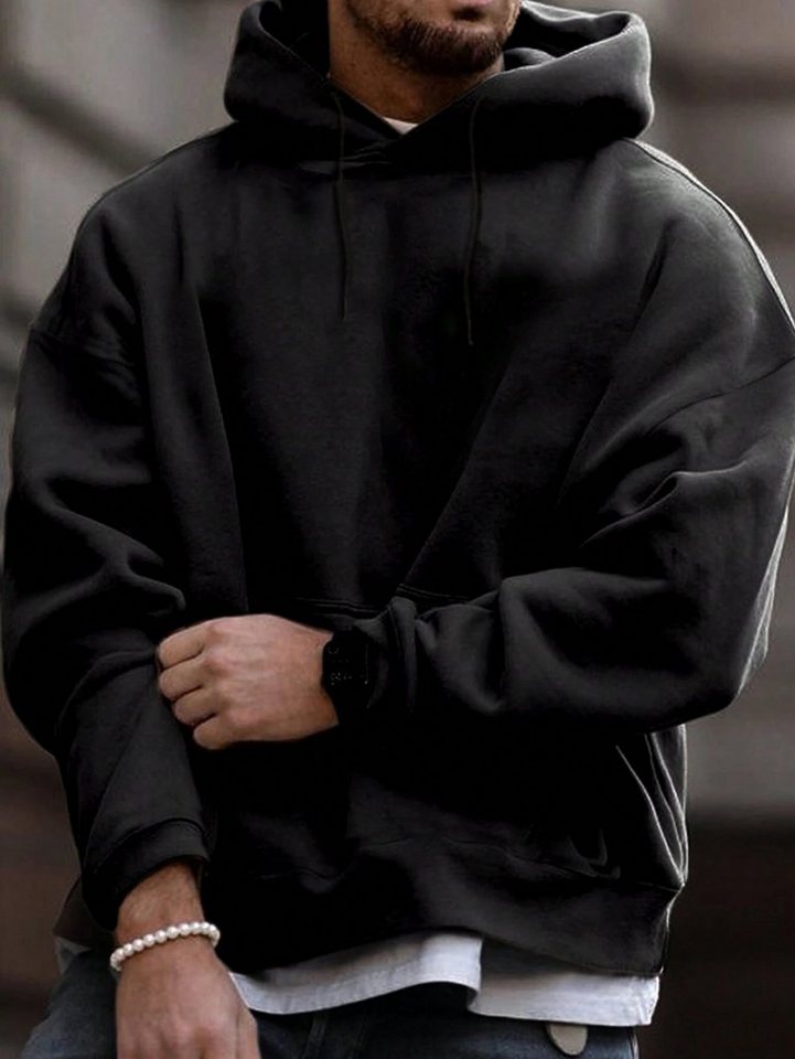 RMK Kapuzenpullover Herren Hoodie Pullover Langarmshirt Oversize mit 2 Taschen in Unifarbe, mit Kapuze von RMK