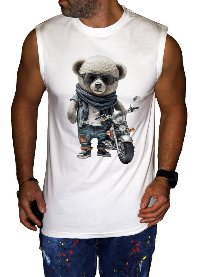 RMK Tanktop Herren Tanktop Muscleshirt Muskelshirt Gym Shirt Fitness Ärmellos Teddybär Motorrad, aus Baumwolle RMK Tanktop Herren Tanktop Muscleshirt Muskelshirt Gym Shirt Fitness Ärmellos Teddybär Motorrad, aus Baumwolle von RMK