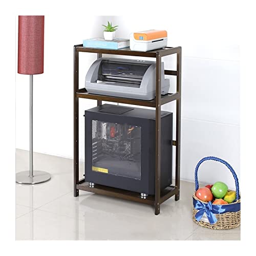 CPU-Ständer 3-stufiger PC-Tower-Ständer Bambus-Druckerständer mit Stauraum, PC-Gehäuse-Bodenständer mit offenen Regalen, stabiles Lagerregal für den Home-Office-PC-Tower-Ständer,Braun,51 * 26 * 81cm von RNNYWDRQ