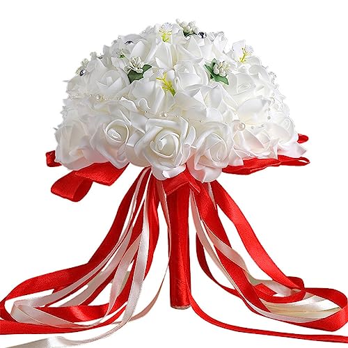 RNNYWDRQ Braut Brautjungfer Hochzeit Bouquet Schaum Blumen Rosen Künstliche Braut Holding Zubehör von RNNYWDRQ