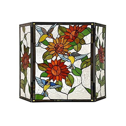 RNNYWDRQ Kaminschirme Buntglas-Kaminschirm Sonnenblumen-Blumendesign Wohndekor Kaminschirm Flache Kaminschirme Dekorative benötigt von RNNYWDRQ