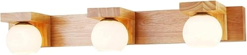 Wandleuchte Holzspiegel Frontleuchte Spiegelleuchte Holz LED Badezimmer Wandleuchte Spiegelschrankleuchte Glas Badspiegelleuchte Wasserdicht Make-Up Beleuchtung Warmweiß Nachttisch Dekor Lampe von RNNYWDRQ