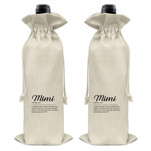 RNYJJ Mimi Gifts Weintasche Mimi Geschenke für Oma Geburtstag Muttertag Mimi Definition Wein Geschenktüte von RNYJJ