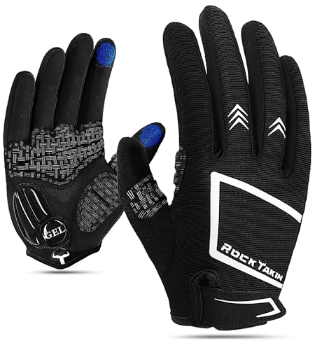 ROCK TAKIN Fahrradhandschuhe für Herren und Damen, 5MM Gel-Pad stoßdämpfende Fahrrad Handschuhe mit Touchscreen, Schweißabwischer atmungsaktive rutschfeste Vollfinger-Fahrradhandschuhe für MTB Rennrad ROCK TAKIN Fahrradhandschuhe für Herren und Damen, 5MM Gel-Pad stoßdämpfende Fahrrad Handschuhe mit Touchscreen, Schweißabwischer atmungsaktive rutschfeste Vollfinger-Fahrradhandschuhe für MTB Rennrad von ROCK TAKIN