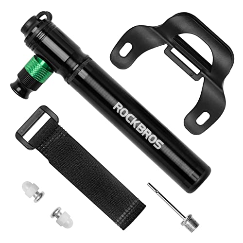 ROCKBROS Fahrrad Pumpe Aluminium Minipumpe 110PSI Hochdruck Luftpumpe Passt auf Presta und Schrader Ventile von ROCKBROS