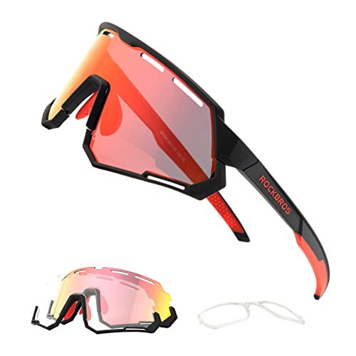ROCKBROS Fahrradbrille 2 in 1 Sportbrille Polarisierte/Photochrome Brille UV-Schutz Damen Herren Sonnenbrille für Outdoor-Aktivitäten wie Radfahren Laufen Angeln Golf von ROCKBROS
