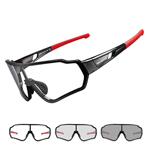 ROCKBROS Fahrradbrille Photochromatisch für Herren Frauen Fahrrad Sportbrille UV400-Schutz für Outdoor-Sport Angeln Golf Radfahren Laufen Schwarz von ROCKBROS