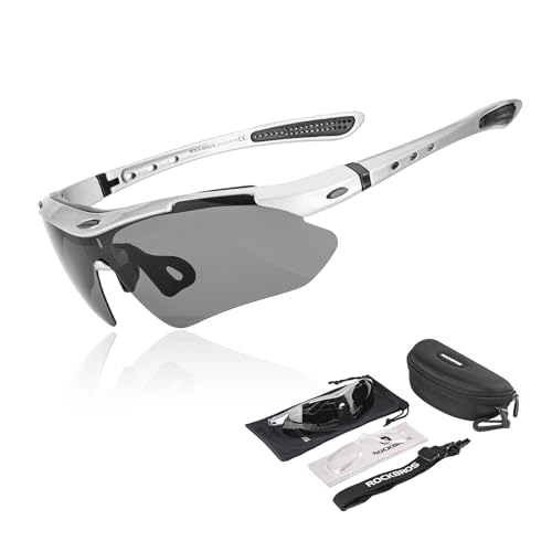 ROCKBROS Fahrradbrille Polarisiert Brille Sonnenbrille Herren/Damen UV 400 mit Kopfband für Brillenträger Outdoorsport Laufen MTB Silber ROCKBROS Fahrradbrille Polarisiert Brille Sonnenbrille Herren/Damen UV 400 mit Kopfband für Brillenträger Outdoorsport Laufen MTB Silber von ROCKBROS