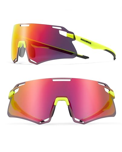 ROCKBROS Fahrradbrille TR90 Rahmen Sportsonnenbrille für Outdoor-Sportarten Fahrrad MTB Angeln Laufen Winddichte Sport-Sonnenbrille Unisex von ROCKBROS