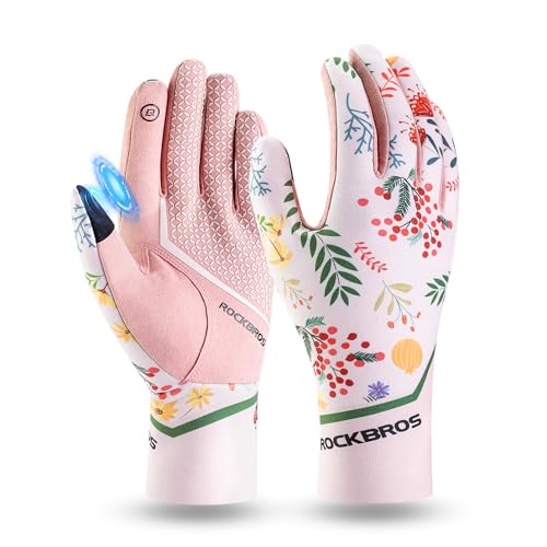 ROCKBROS Fahrradhandschuhe Damen Frühling Herbst Touchscreen Handschuhe Winddichte Vollfingere Sporthandschuhe Atmungsaktive Fitness Laufhandschuhe M von ROCKBROS