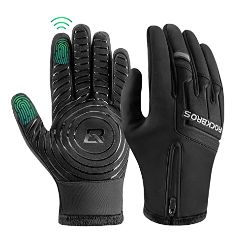 ROCKBROS Fahrradhandschuhe Herren Damen Touchscreen Winterhandschuhe Warme Sport Outdoor Winddichte rutschfeste Laufhandschuhe für Fahrrad Skifahren Wandern Laufen MTB Handschuhe von ROCKBROS