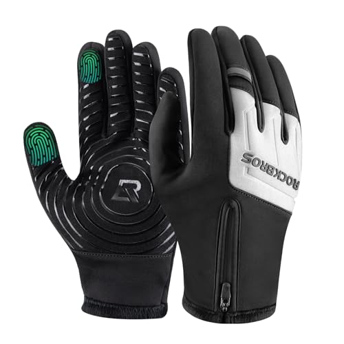 ROCKBROS Fahrradhandschuhe Herren Damen Touchscreen Winterhandschuhe Warme Sport Outdoor Winddichte rutschfeste Laufhandschuhe für Fahrrad Skifahren Wandern Laufen MTB Handschuhe von ROCKBROS