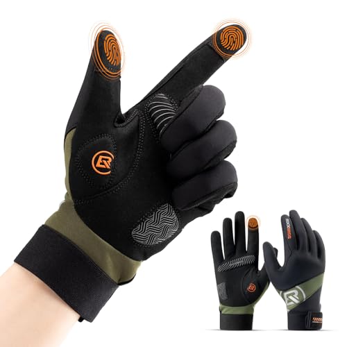 ROCKBROS Fahrradhandschuhe Herren Lang, Touchscreen Warm Skihandschuhe Atmungsaktiv Laufhandschuhe Schneehandschuhe MTB von ROCKBROS