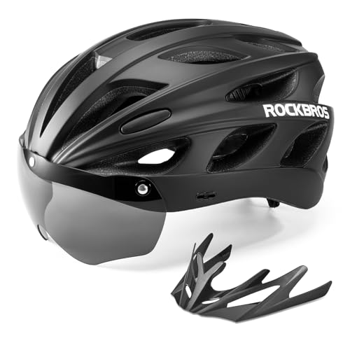 ROCKBROS Fahrradhelm Rennrad Helm Radhelm mit Abnehmbaren Visier Cityhelm Leichter Stadthelm für Damen und Herren MTB 57-62CM/58-65CM Schwarz ROCKBROS Fahrradhelm Rennrad Helm Radhelm mit Abnehmbaren Visier Cityhelm Leichter Stadthelm für Damen und Herren MTB 57-62CM/58-65CM Schwarz von ROCKBROS