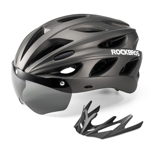 ROCKBROS Fahrradhelm Rennrad Helm Radhelm mit Abnehmbaren Visier Cityhelm Leichter Stadthelm für Damen und Herren MTB 57-62CM/58-65CM Titan ROCKBROS Fahrradhelm Rennrad Helm Radhelm mit Abnehmbaren Visier Cityhelm Leichter Stadthelm für Damen und Herren MTB 57-62CM/58-65CM Titan von ROCKBROS