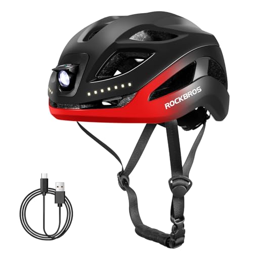 ROCKBROS Fahrradhelm mit Licht, MTB Helm Herren Damen mit USB 1800 mAh Atmungsaktiv 58-60 cm Schwarz Rot ROCKBROS Fahrradhelm mit Licht, MTB Helm Herren Damen mit USB 1800 mAh Atmungsaktiv 58-60 cm Schwarz Rot von ROCKBROS