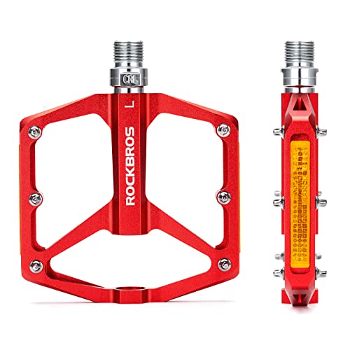 ROCKBROS Fahrradpedale mit Reflektoren Platform Pedale aus Aluminiumlegierung Antirutsch Ultraleicht 9/16 Zoll Fahrrad Pedale für MTB, Rennrad, BMX, E-Bike Rot ROCKBROS Fahrradpedale mit Reflektoren Platform Pedale aus Aluminiumlegierung Antirutsch Ultraleicht 9/16 Zoll Fahrrad Pedale für MTB, Rennrad, BMX, E-Bike Rot von ROCKBROS