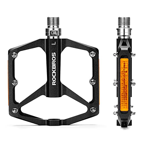 ROCKBROS Fahrradpedale mit Reflektoren Platform Pedale aus Aluminiumlegierung Antirutsch Ultraleicht 9/16 Zoll Fahrrad Pedale für MTB, Rennrad, BMX, E-Bike Schwarz ROCKBROS Fahrradpedale mit Reflektoren Platform Pedale aus Aluminiumlegierung Antirutsch Ultraleicht 9/16 Zoll Fahrrad Pedale für MTB, Rennrad, BMX, E-Bike Schwarz von ROCKBROS