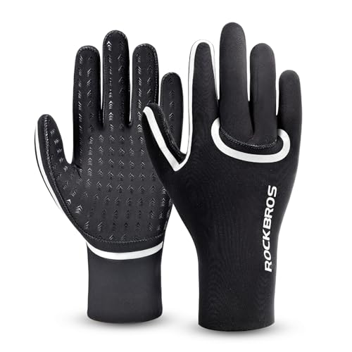 ROCKBROS Handschuhe Fahrrad Winter, Fahrradhandschuhe Wasserdicht und Winddicht, Laufhandschuhe Damen Herren, Sport Handschuhe für MTB, Rennrad, Laufen e Rodsport von ROCKBROS