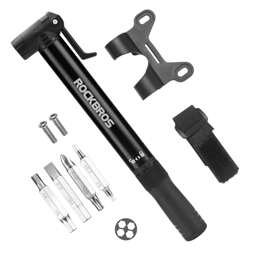 ROCKBROS Mini Fahrrad Luftpumpe mit Ratschenschlüssel Minipumpe Tragbare Handpumpe Presta&Schrader 120 PSI Aluminium für MTB E-Bike,Motorrad,Ball ROCKBROS Mini Fahrrad Luftpumpe mit Ratschenschlüssel Minipumpe Tragbare Handpumpe Presta&Schrader 120 PSI Aluminium für MTB E-Bike,Motorrad,Ball von ROCKBROS