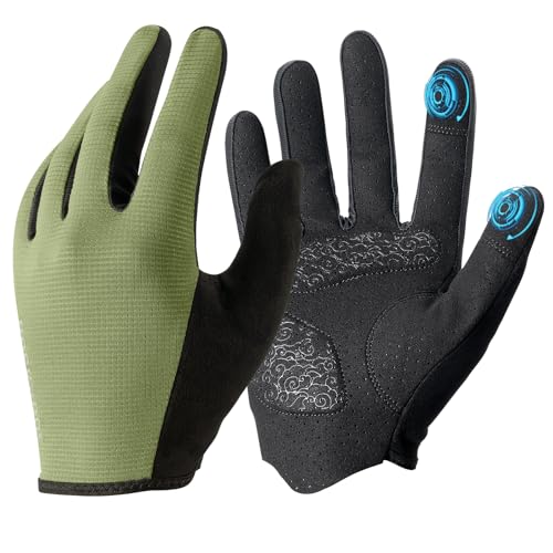 ROCKBROS Road-to-Sky Fahrrad Handschuhe Frühling Sommer Fahrradhandschuhe Touchscreen Atmungsaktive Stoßfeste Laufhandschuhe Damen/Herren für Radfahren, Laufen, Fitness, Wandern Grün XL von ROCKBROS