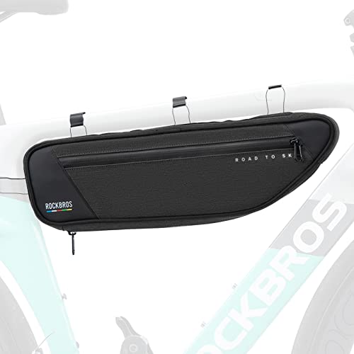 ROCKBROS Road-to-Sky Fahrrad Rahmentasche Reflektierende Wasserabweisende Fahrradtasche für Rahmen 2L Dreieckstasche für MTB/Rennrad/Gravelbike Schwarz von ROCKBROS