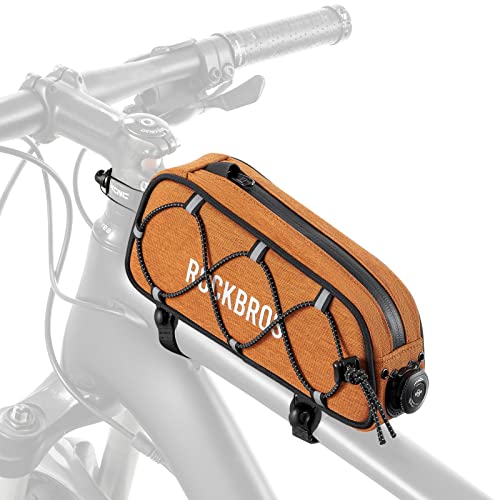 ROCKBROS Road-to-Sky Fahrrad Rahmentasche Wasserabweisend Oberrohrtasche 0,7L Reflektierend Fahrradtasche für Rahmen Tasche für MTB/Rennrad/Gravelbike Orange von ROCKBROS
