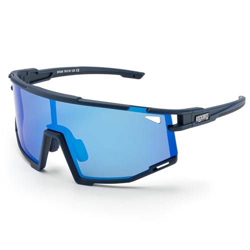 ROCKBROS Road-to-Sky Fahrradbrille Sonnenbrille Polarisierte Sportbrille UV400 - Schutz TR90 Rahmen mit Myopie Radbrille Damen & Herren für Outdoor-Sports Radfahren Laufen Joggen Baseball Angeln Blau von ROCKBROS