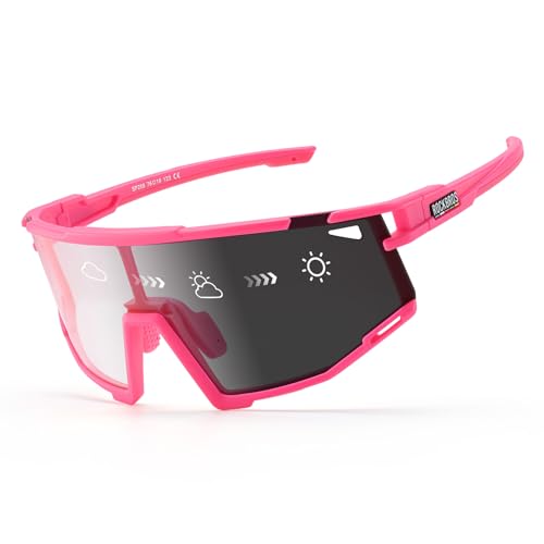 ROCKBROS Road-to-Sky Photochrome Fahrradbrille Sonnenbrille Radbrille Selbsttönende UV400 Schutz MTB Rennrad Sportsbrille mit Myopie TR90 Rahmen Unisex für Radfahren Baseball Laufen Golf Rosa ROCKBROS Road-to-Sky Photochrome Fahrradbrille Sonnenbrille Radbrille Selbsttönende UV400 Schutz MTB Rennrad Sportsbrille mit Myopie TR90 Rahmen Unisex für Radfahren Baseball Laufen Golf Rosa von ROCKBROS