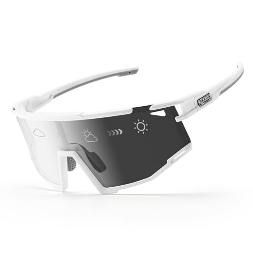 ROCKBROS Road-to-Sky Photochrome Fahrradbrille Sonnenbrille Radbrille Selbsttönende UV400 Schutz MTB Rennrad Sportsbrille mit Myopie TR90 Rahmen Unisex für Radfahren Baseball Laufen Golf Weiß ROCKBROS Road-to-Sky Photochrome Fahrradbrille Sonnenbrille Radbrille Selbsttönende UV400 Schutz MTB Rennrad Sportsbrille mit Myopie TR90 Rahmen Unisex für Radfahren Baseball Laufen Golf Weiß von ROCKBROS