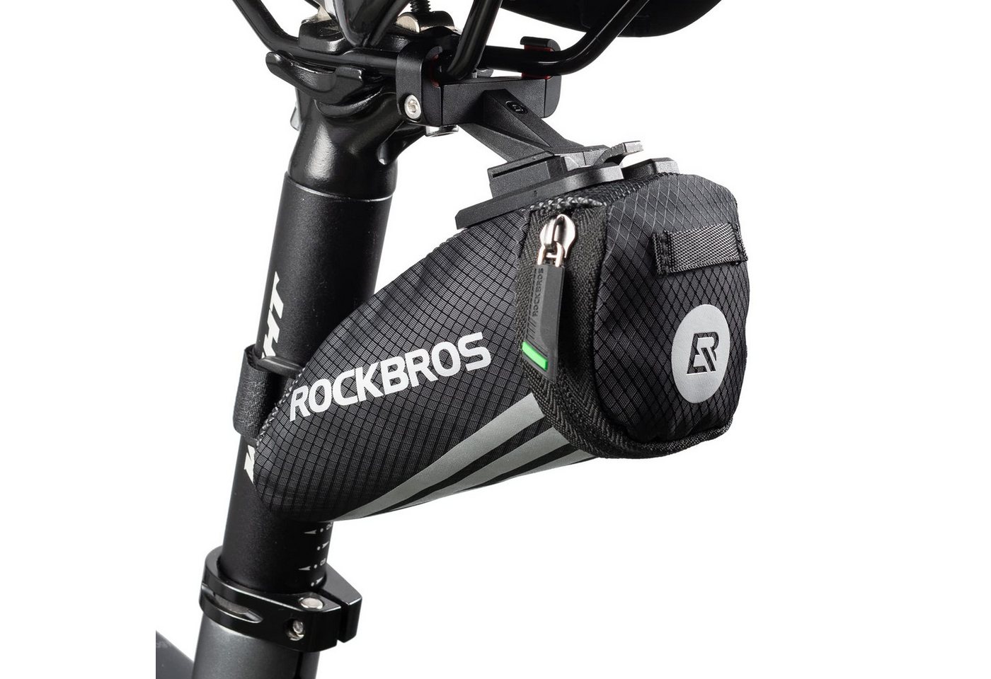 ROCKBROS Satteltasche Fahrrad Satteltasche Fahrradtasche Fahrradsitz Tasche (für MTB Rennrad Faltrad), 15 × 6,5 × 5CM, mit Befestigungsriemen/mit Halterung von ROCKBROS