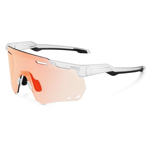 ROCKBROS Selbsttönend Sonnenbrille Fahrradbrillen Photochromatische Sportbrille für Damen und Herren UV400 Schutz TR90 Rahmen Radsport Transparent von ROCKBROS