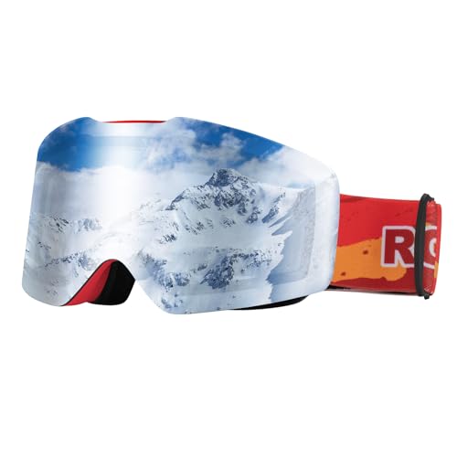 ROCKBROS Skibrille, Snowboard Brille für Herren Damen Schneebrille Anti-Fog UV-Schutz Helmkompatible Polarisierte Sportbrille Skifahren Rot ROCKBROS Skibrille, Snowboard Brille für Herren Damen Schneebrille Anti-Fog UV-Schutz Helmkompatible Polarisierte Sportbrille Skifahren Rot von ROCKBROS