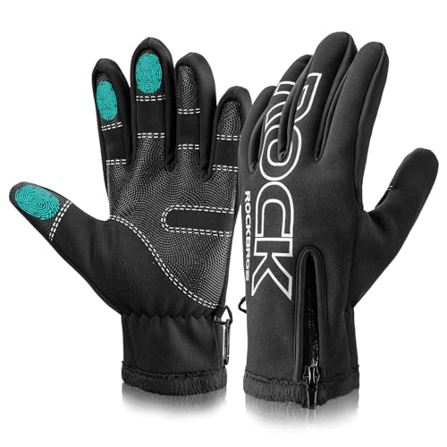 ROCKBROS Winter Fahrradhandschuhe Herren Touchscreen Laufhandschuhe Winddicht Warm Wasserabweisend zum Radfahren, Laufen, Ebikes, Wandern, Skifahren M L XL XXL von ROCKBROS