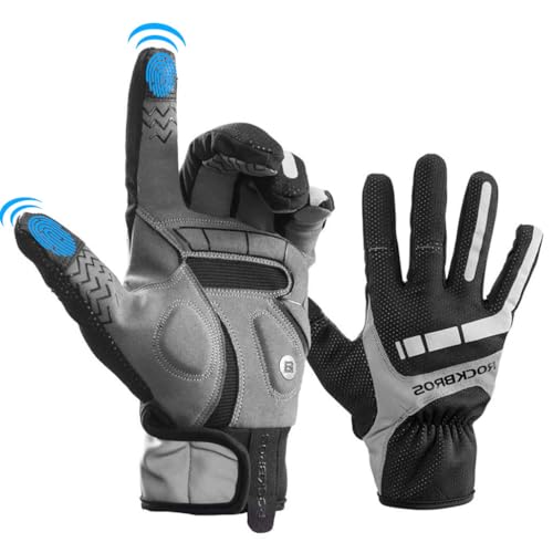 ROCKBROS Handschuhe Frühling Herbst Fahrradhandschuhe Touchscreen Winddicht Handschuhe Vollfinger Winter für Outdoor Sports Laufen, Motorrad, Fahrrad Damen Herren L von ROCKBROS