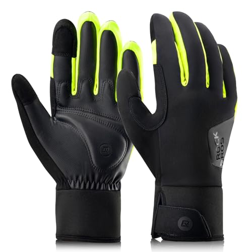 ROCKBROS Winterhandschuhe, Fahrrad Handschuhe Winter Touchscreen Thermohandschuh, Laufhandschuhe Winddichte rutschfest Skihandschuhe Herren Damen Outdoor Thermo Handschuhe von ROCKBROS