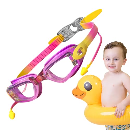 Schwimmbrille für Kinder, kein Auslaufen, Weitsicht, verstellbarer Riemen, Anti-Beschlag, Anti-UV, Kinder-Schwimmbrille mit Ohrstöpseln für Jugendliche, , Mädchen Rockia von ROCKIA