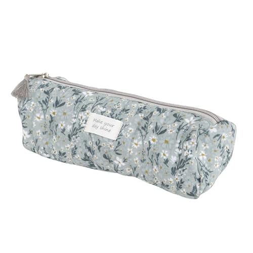 Blaues Federmäppchen aus Stoff mit Blumen, Reise-Make-up-Tasche zur Aufbewahrung von Stiften, 21 cm, blau von ROCKING GIFTS