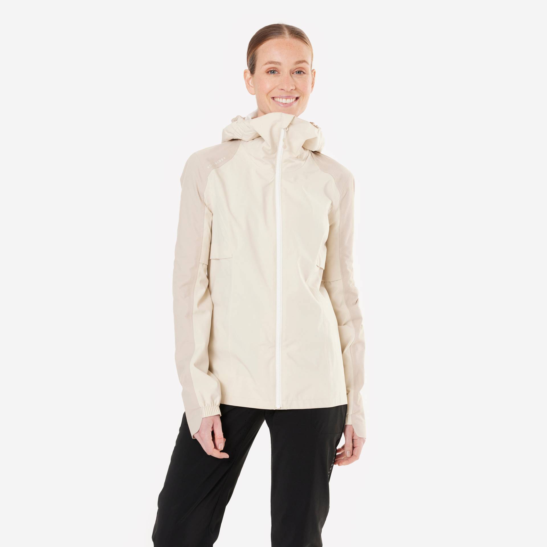 Fahrrad Regenjacke MTB Komfort 900 Damen beige von ROCKRIDER