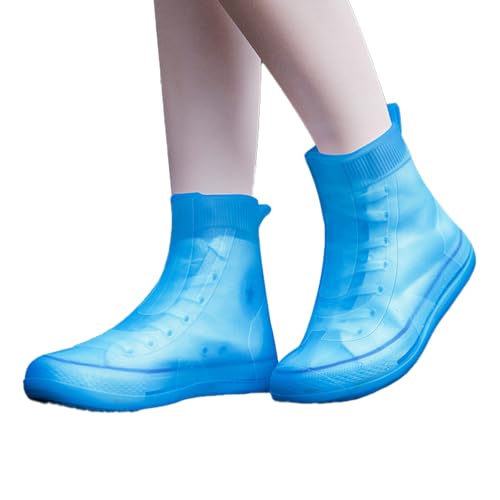 ROFIHOKS rutschfeste, wasserdichte Überschuhe, wasserdichte Überschuhe für Regen, rutschfeste, waschbare, Wiederverwendbare Stiefelüberschuhe (Blue,L) von ROFIHOKS