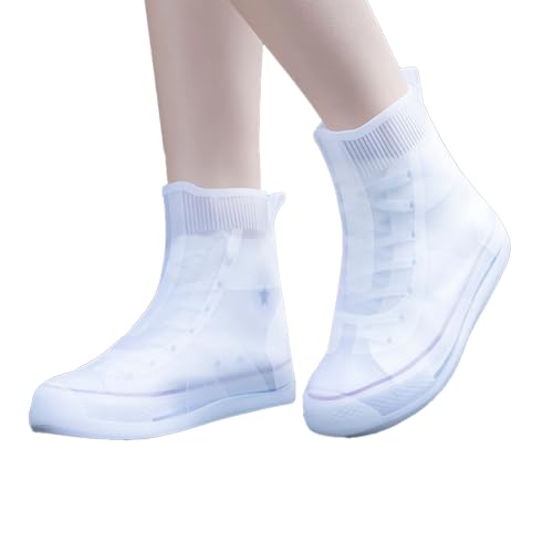 ROFIHOKS rutschfeste, wasserdichte Überschuhe, wasserdichte Überschuhe für Regen, rutschfeste, waschbare, Wiederverwendbare Stiefelüberschuhe (White,XL) von ROFIHOKS