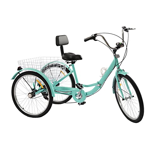 ROGONPDK 24 Zoll Dreirad Faltable Dreirad für Erwachsene 3 Räder 7 Gang Adult Fahrrad Erwachsenendreirad Türkis Dreirad Senioren Seniorenrad Senioren Fahrrad mit Korb ROGONPDK 24 Zoll Dreirad Faltable Dreirad für Erwachsene 3 Räder 7 Gang Adult Fahrrad Erwachsenendreirad Türkis Dreirad Senioren Seniorenrad Senioren Fahrrad mit Korb von ROGONPDK