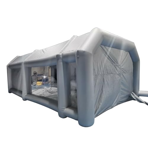 ROGONPDKAufblasbare Sprühkabine Zelt Aufblasbare Lackierkabine Zelt Spray Booth Tent Luftzelt mit Filtersystem 8x4x6M Großes Autozelt Partyzelt Campingzelt Silbergrau von ROGONPDK