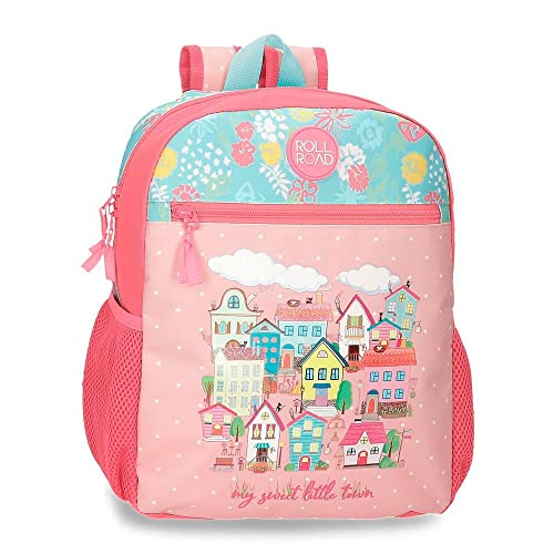 Roll Road My Little Town Vorschulrucksack, anpassbar, Rosa, 27 x 33 x 11 cm, Polyester, 9,8 l, Rosa, Rucksack für die Vorschule, anpassbar an den Trolley von Roll Road