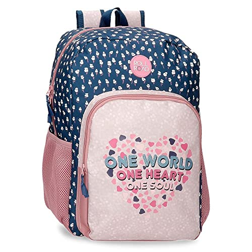 Roll Road One World Schulrucksack, Rosa, 30 x 40 x 13 cm, Polyester, 15,6 l, Rosa, Schulrucksack von Roll Road